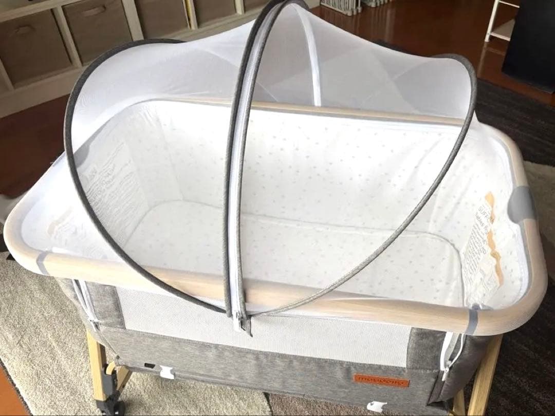 【美品】maydolly 折りたたみ式ベビーベッド グレー