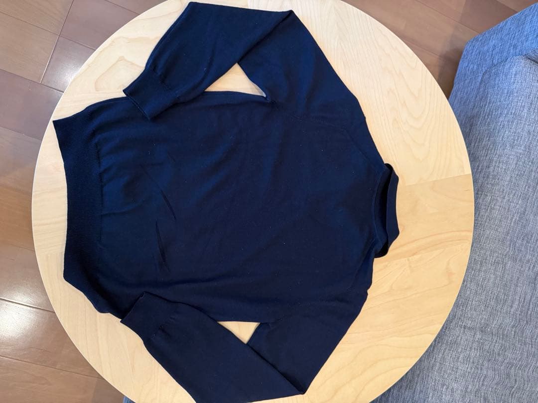 ＜Gran Sasso＞ 12ゲージ メリノウール スキッパーニット 紺ネイビー