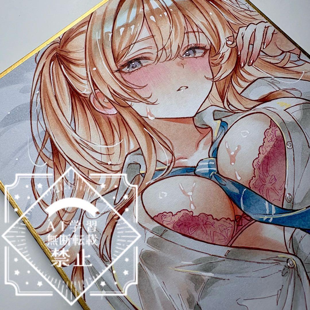 m*可様 一点物 オリジナル 色紙 手描きイラスト アナログ 女の子 創作 原画