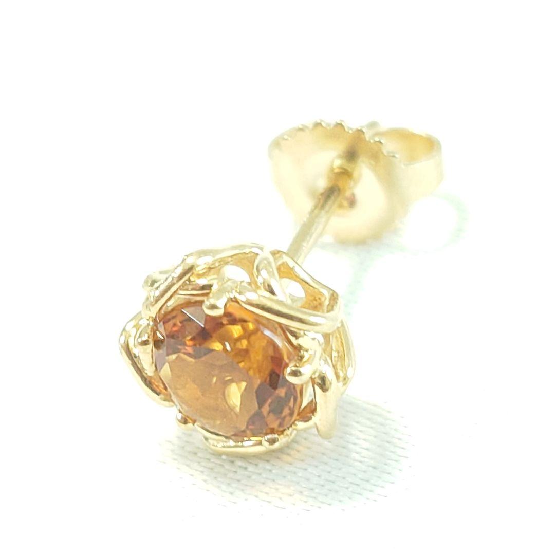 【美品】ティファニー K18YG シトリン ピアス 片耳用 6679