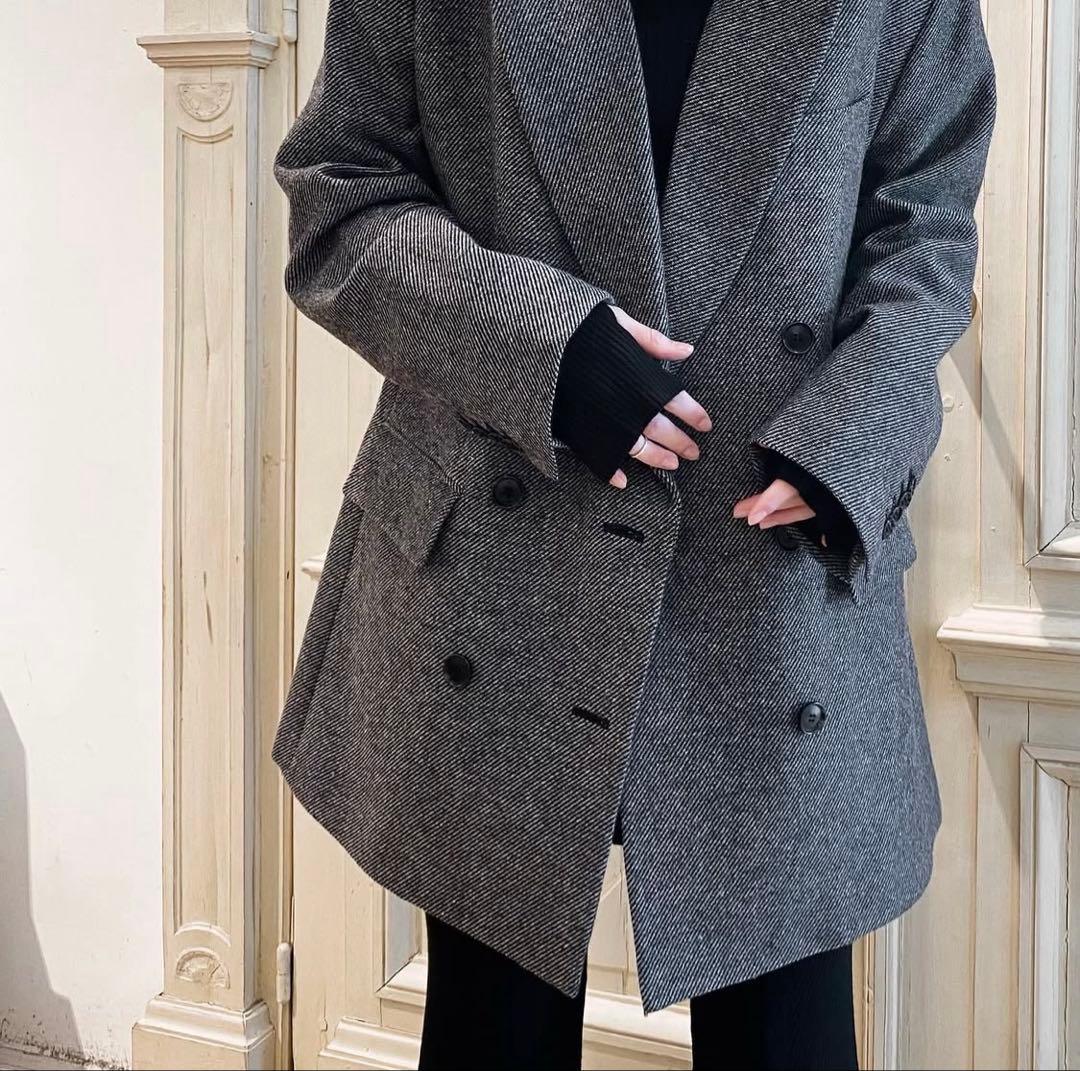 Venit グレー ダブルブレスト ウールコート