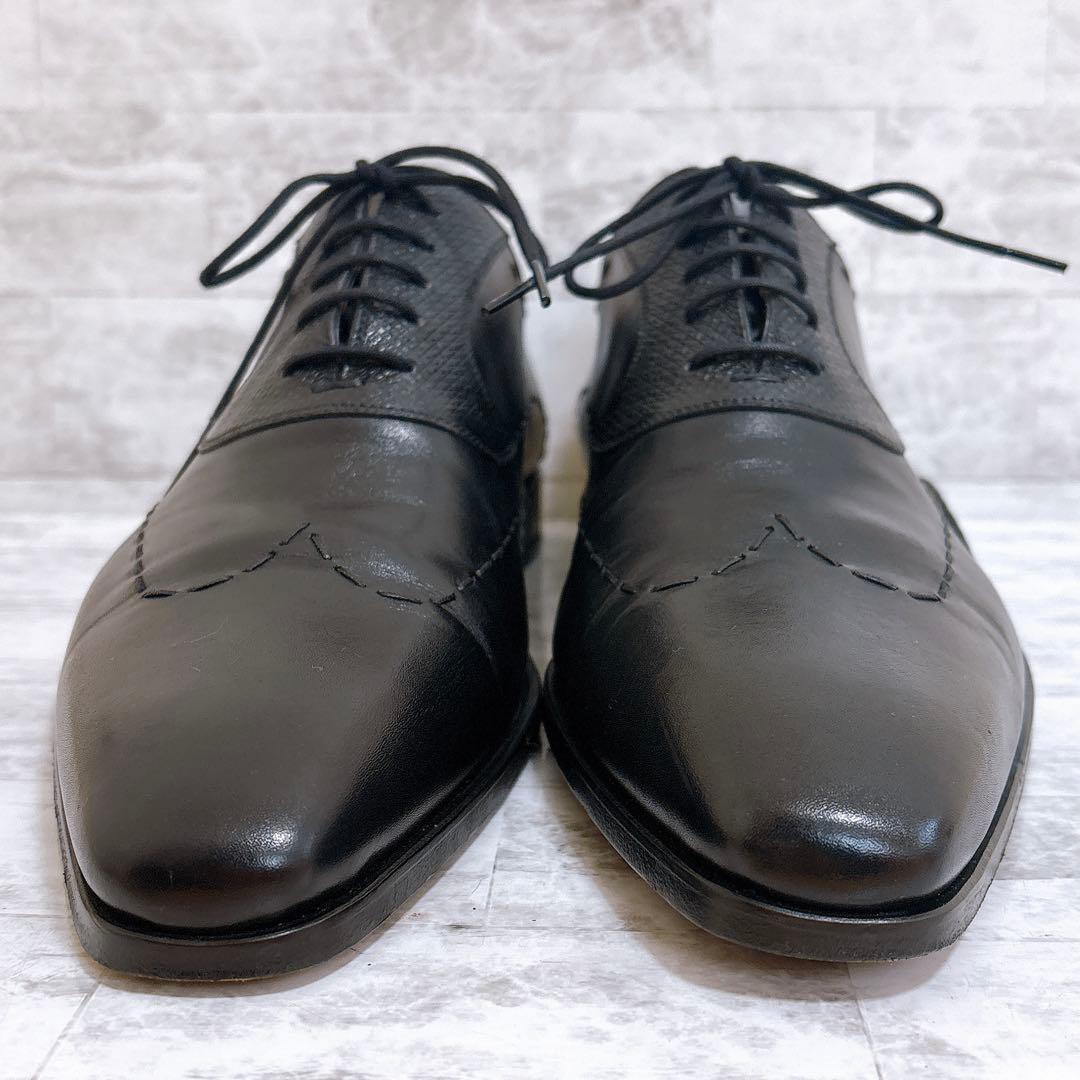 極美品✨マグナーニ 25470 外羽根 オパンケ 黒 保存袋付 43 27cm