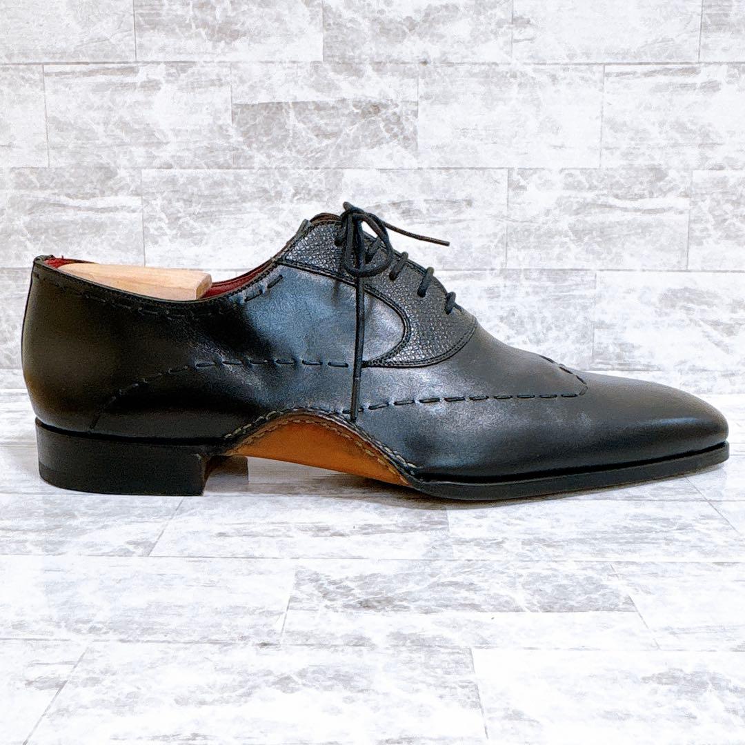 極美品✨マグナーニ 25470 外羽根 オパンケ 黒 保存袋付 43 27cm