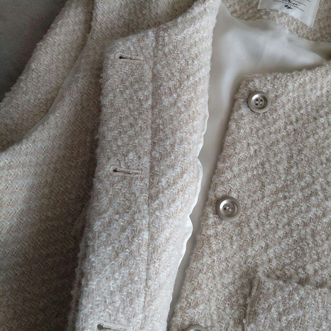 【25AW】パシオーネ カフネ ツイードベスト フリンジ アイボリー