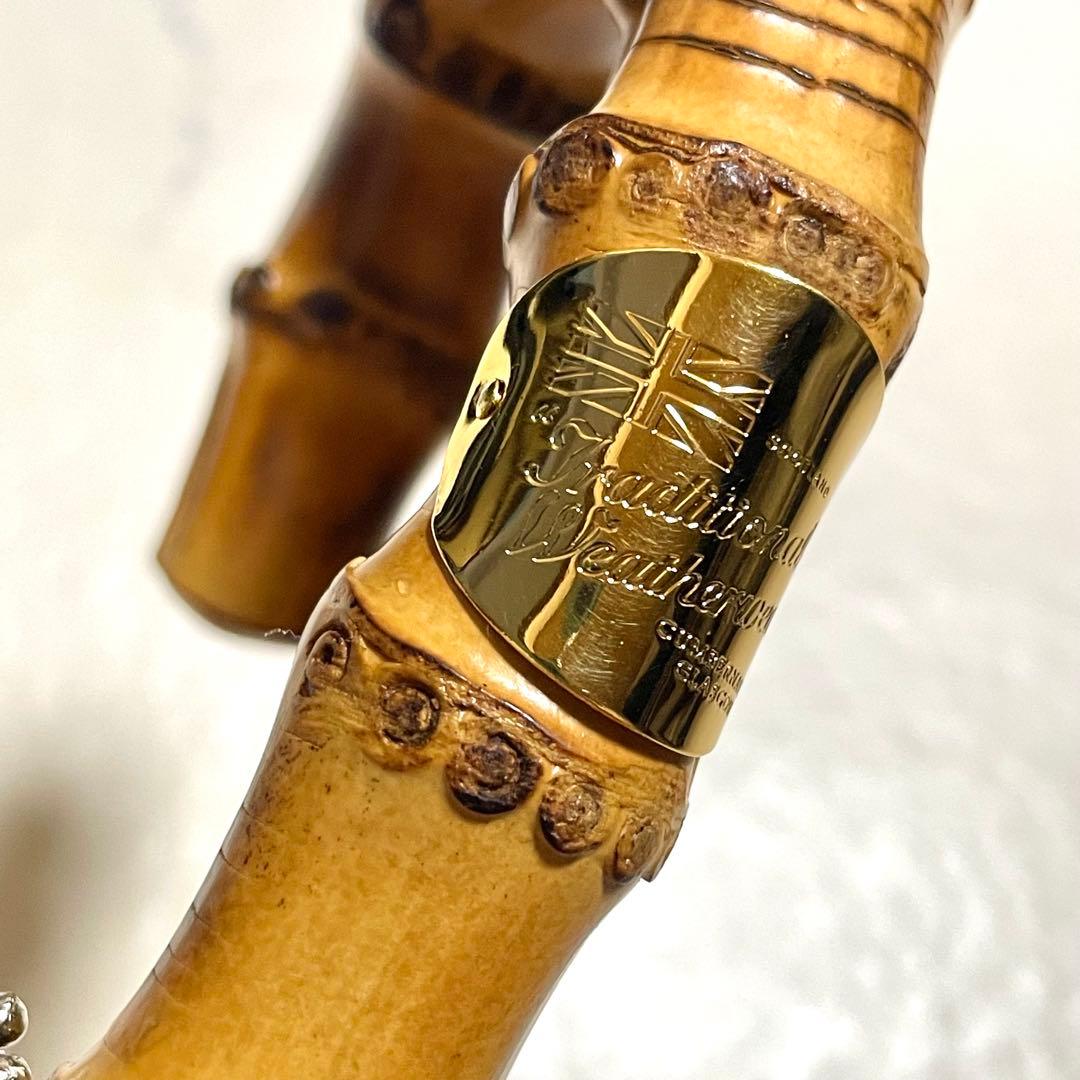 極美品♪トラディショナルウェザーウェア　パラソル バンブー 傘 ドット ネイビー