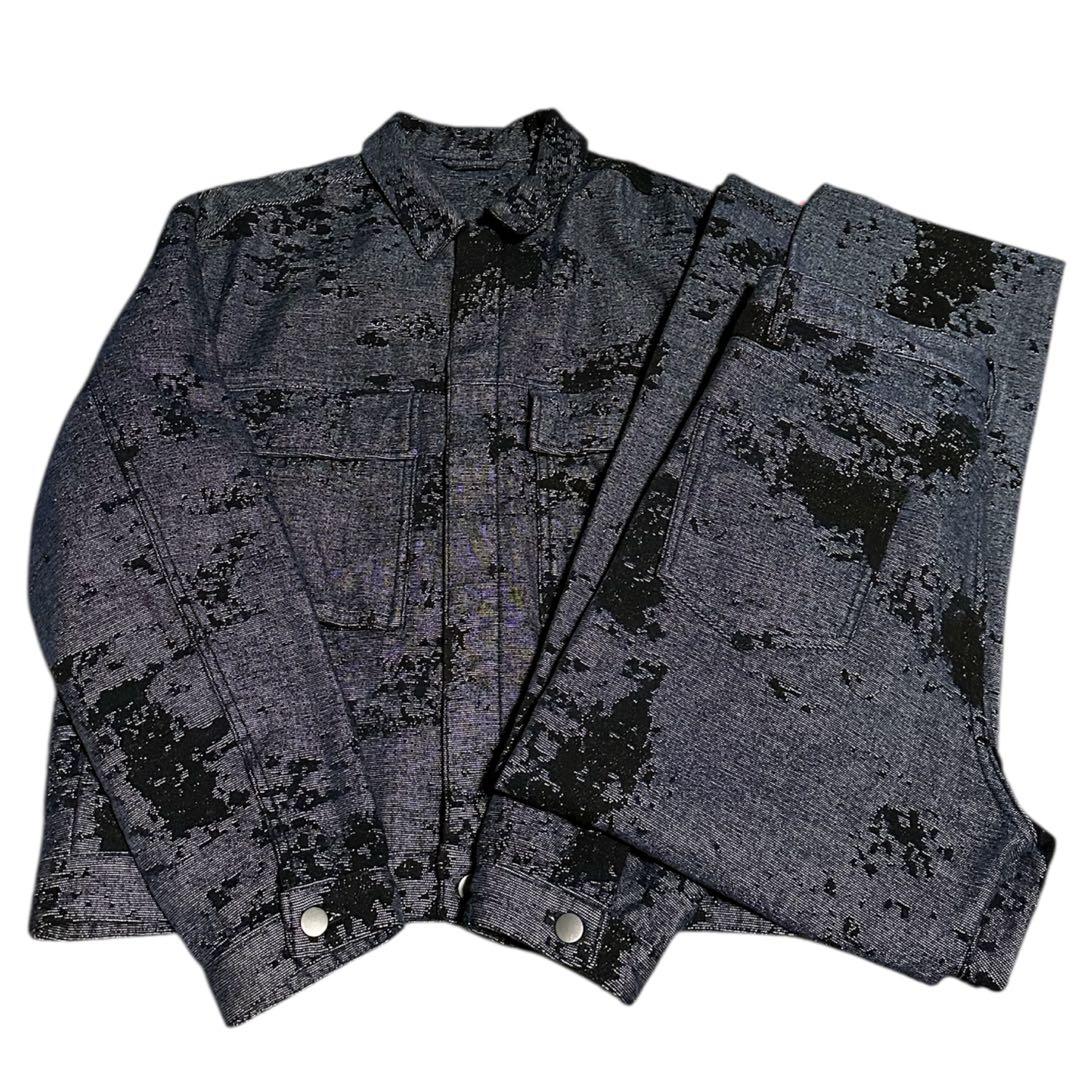 美品　ZARA ジャガード デニム セットアップ ジャケット パンツ 上下セット
