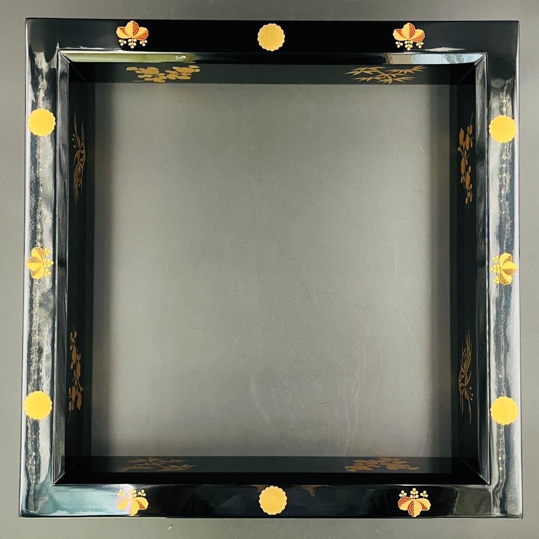 【未使用保管品】高台寺蒔絵 四君子文 黒塗 炉縁 茶道具 箱付き