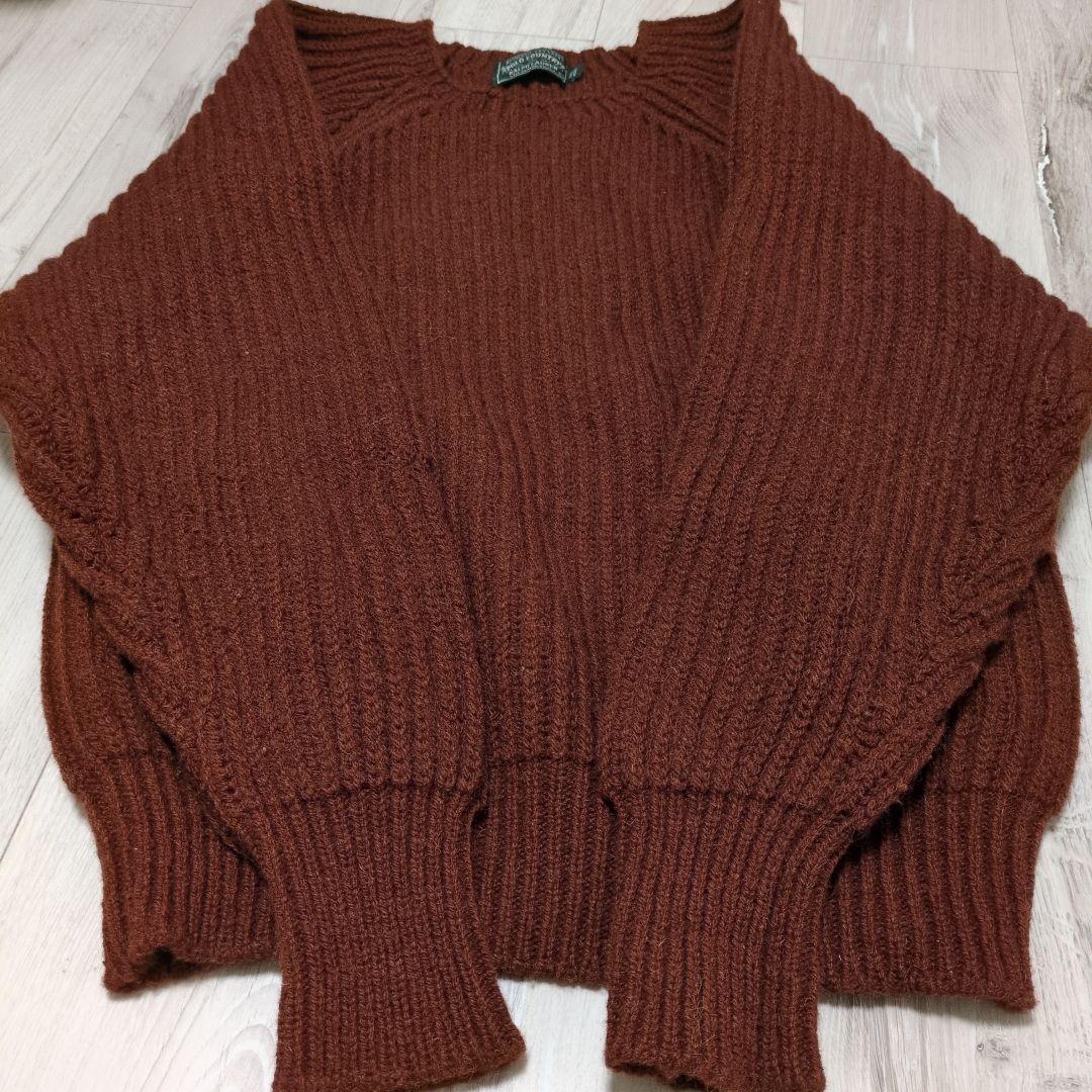 希少 80s ポロカントリー ラルフローレン リブニット セーター 茶 Lサイズ