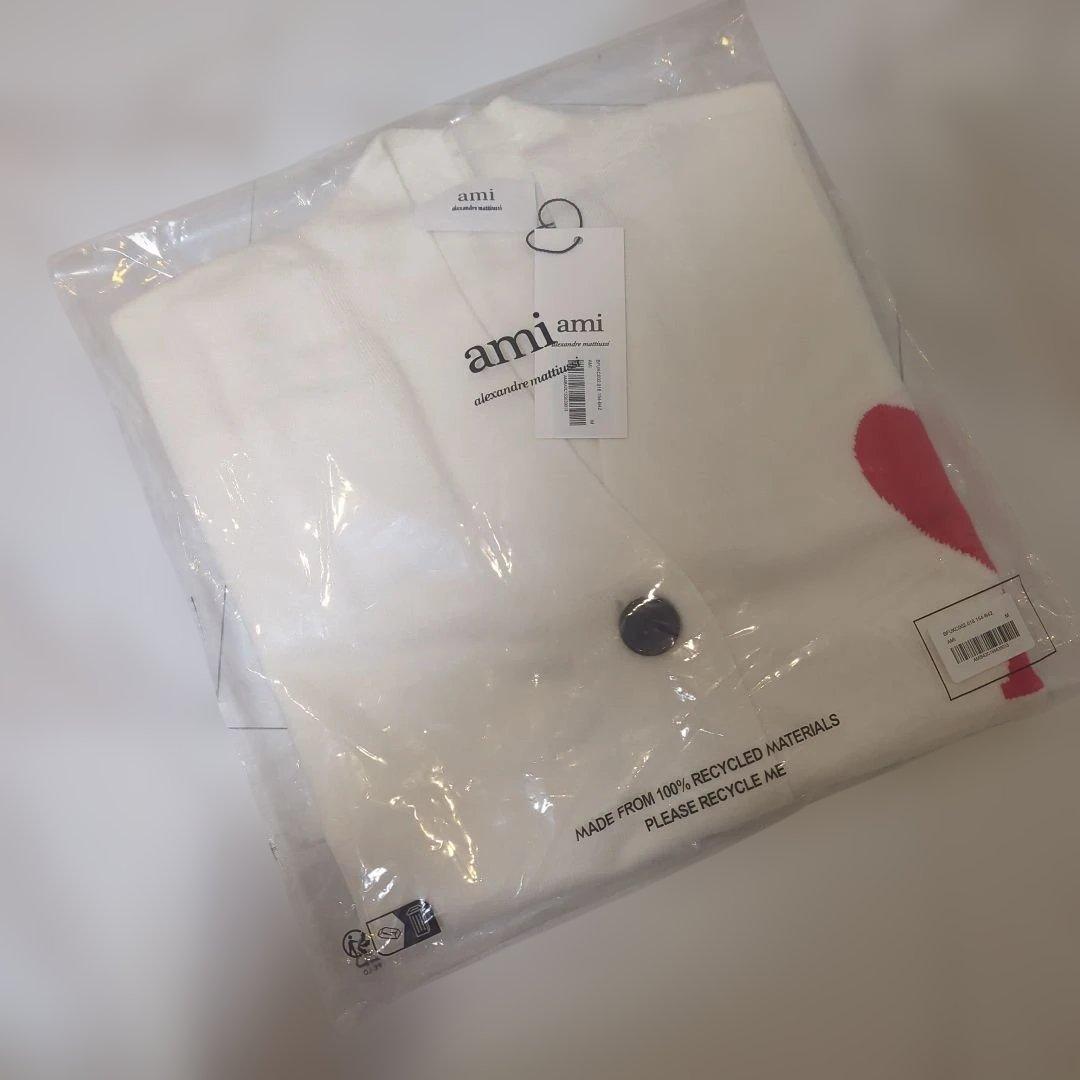 Ami Paris アミパリス ハートロゴ カーディガン 白 M