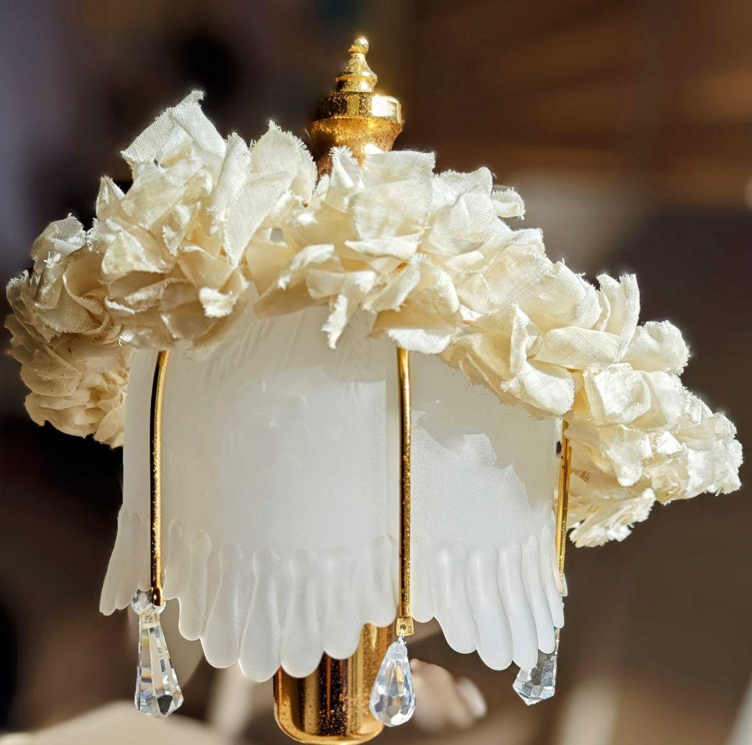 フランスアンティーク✨️布花冠・テーブルランプ ２点セット ブロカント