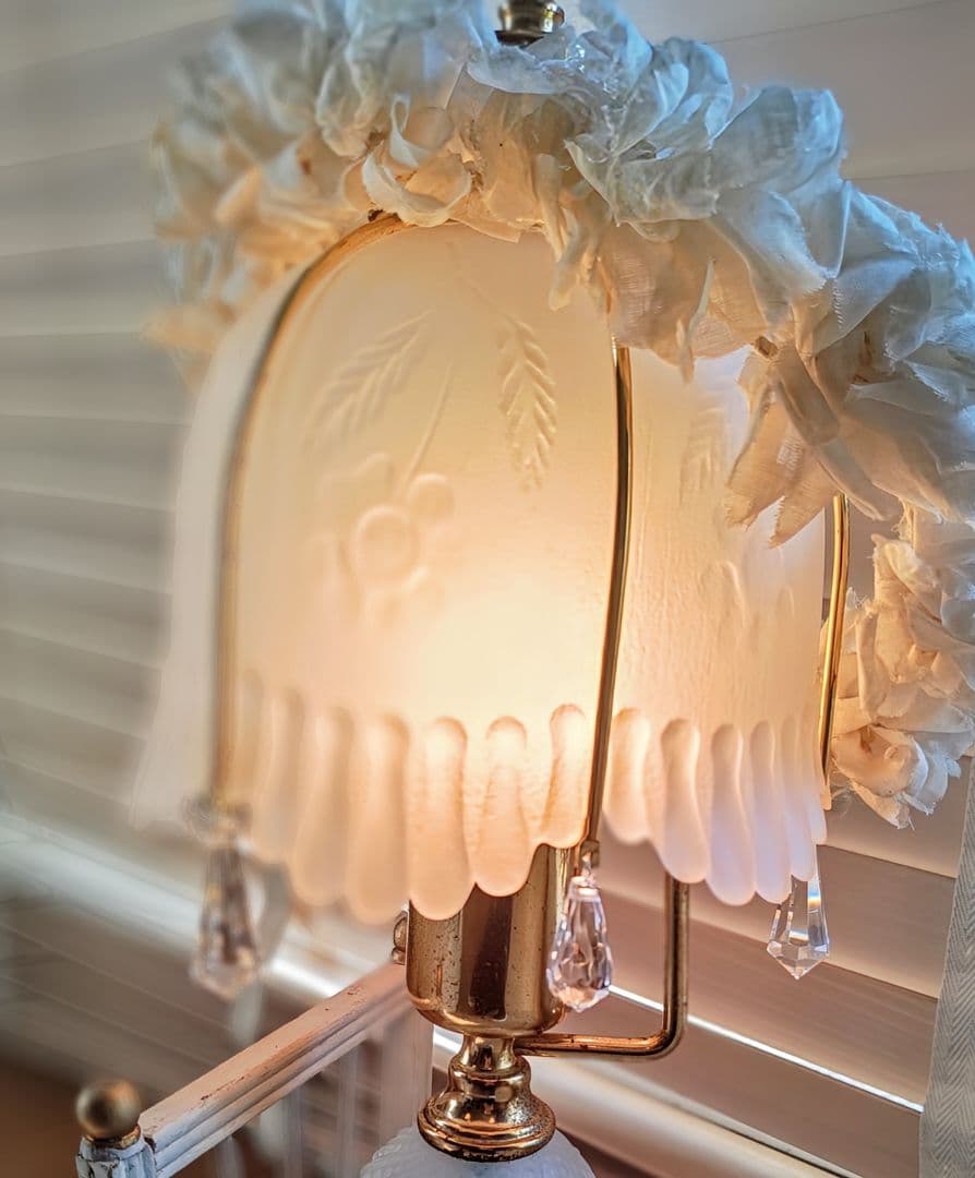 フランスアンティーク✨️布花冠・テーブルランプ ２点セット ブロカント