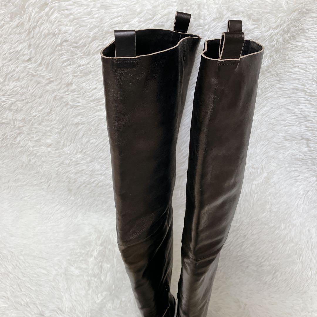 【定価18万】希少 美品 マルジェラ MM6 サイハイ ロングブーツ レザー 黒