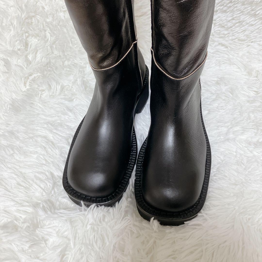 【定価18万】希少 美品 マルジェラ MM6 サイハイ ロングブーツ レザー 黒