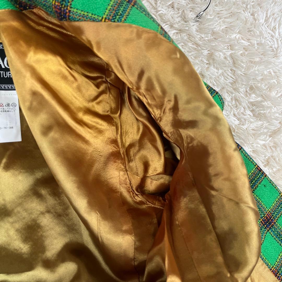 美品 ヴェルサーチ 短丈 メデューサボタン チェック柄 テーラードジャケット