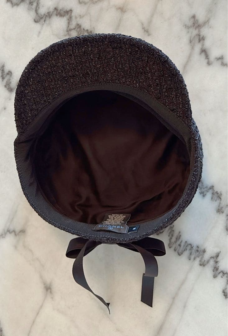 CHANEL ブラック ツイード バケットハット