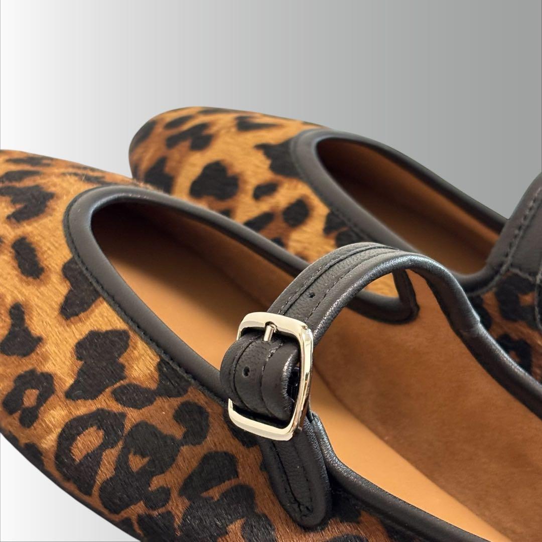 【オディットエオディール】レオパード メリージェーン フラットシューズ ヒョウ柄