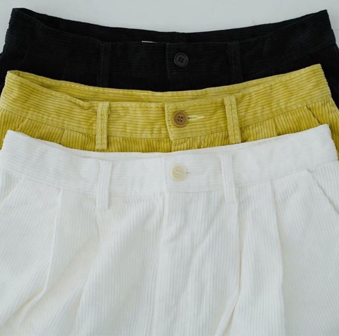 【R】homspun イエローのコーデュロイパンツ
