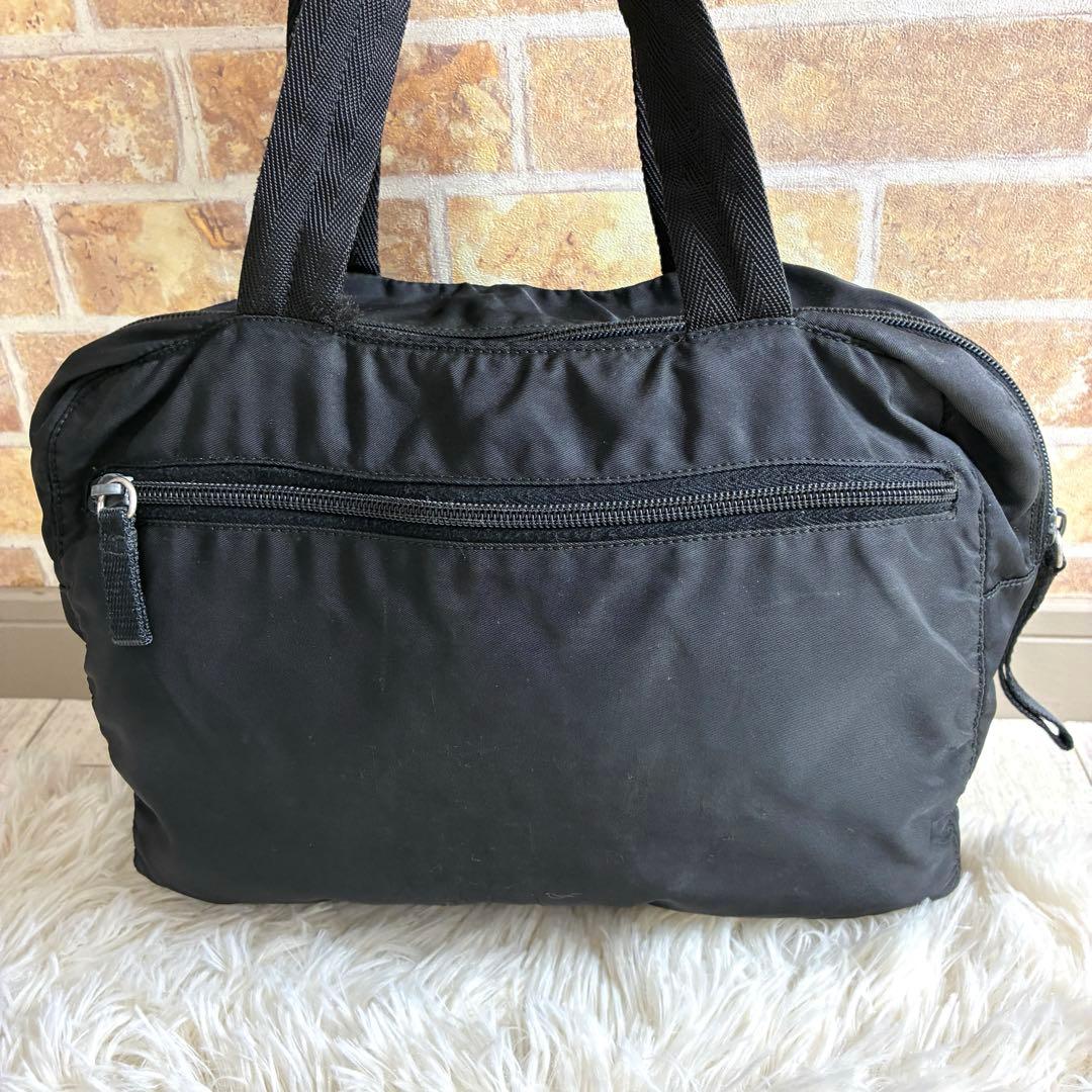 PRADA プラダ ミニ ボストンバッグ ナイロン 三角ロゴプレート ブラック