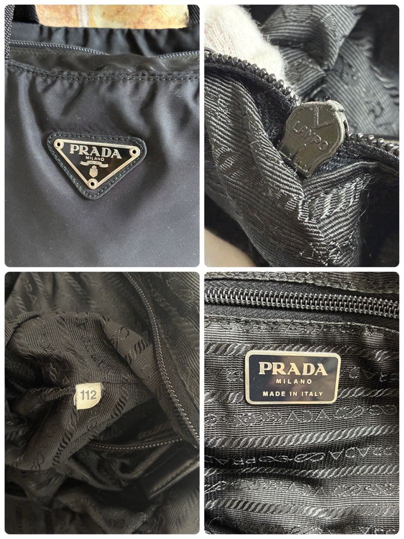 PRADA プラダ ミニ ボストンバッグ ナイロン 三角ロゴプレート ブラック