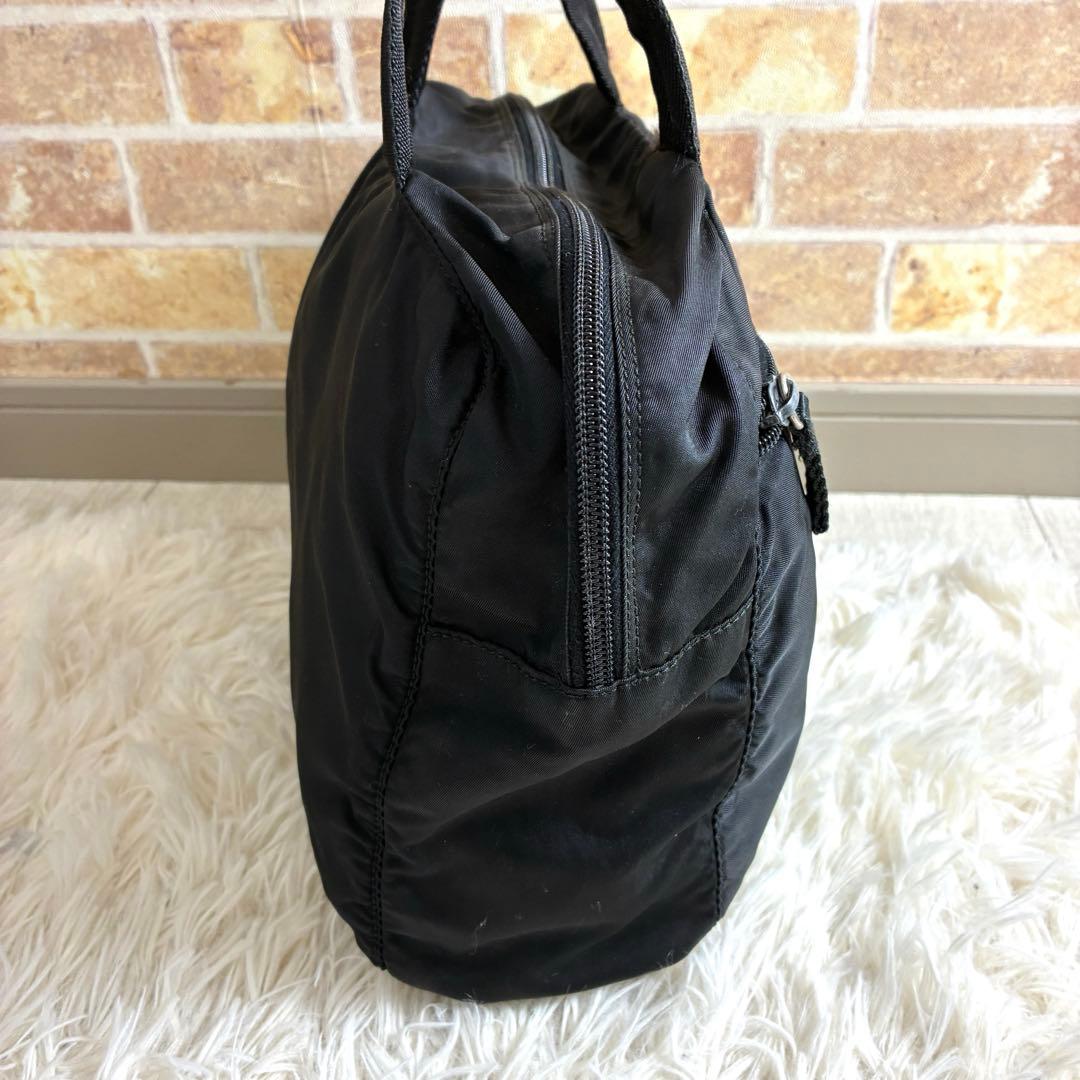 PRADA プラダ ミニ ボストンバッグ ナイロン 三角ロゴプレート ブラック