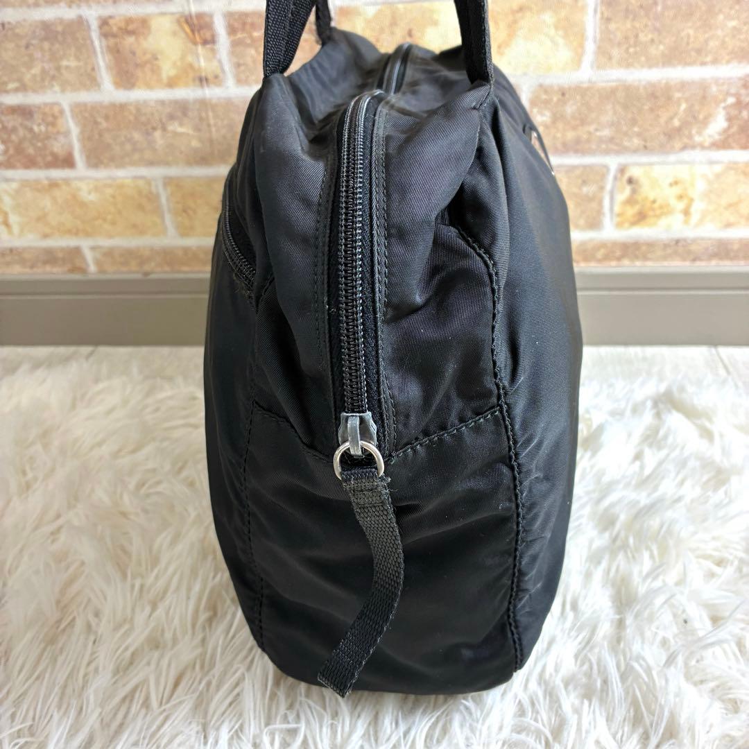 PRADA プラダ ミニ ボストンバッグ ナイロン 三角ロゴプレート ブラック