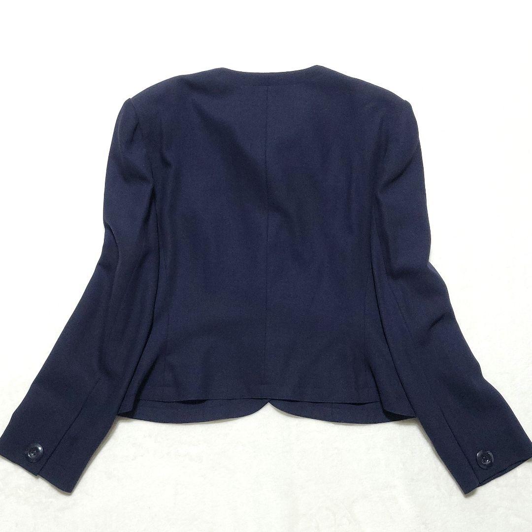 美品♡Dior　スカートスーツセットアップ ノーカラー ウール 大きいサイズ 紺