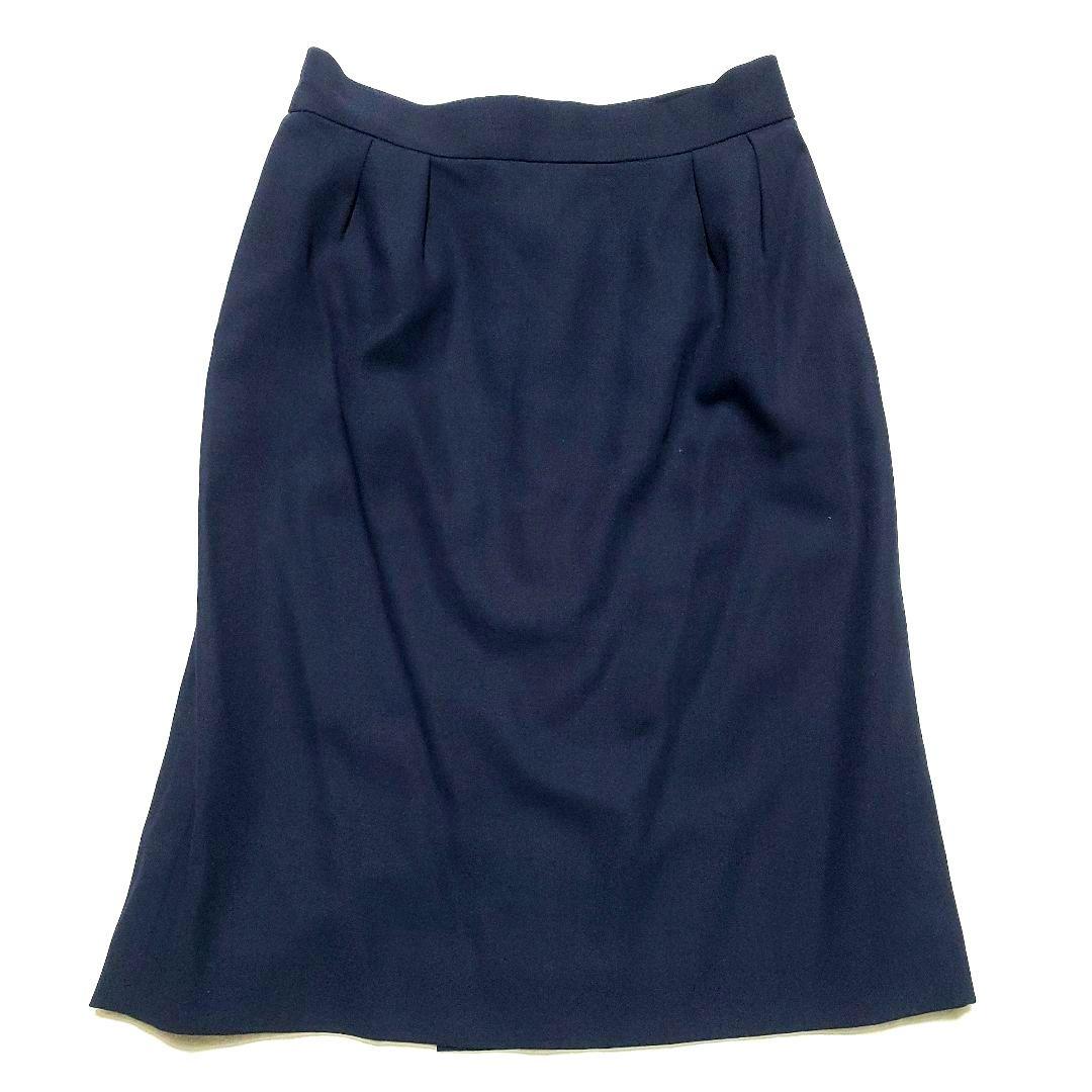 美品♡Dior　スカートスーツセットアップ ノーカラー ウール 大きいサイズ 紺