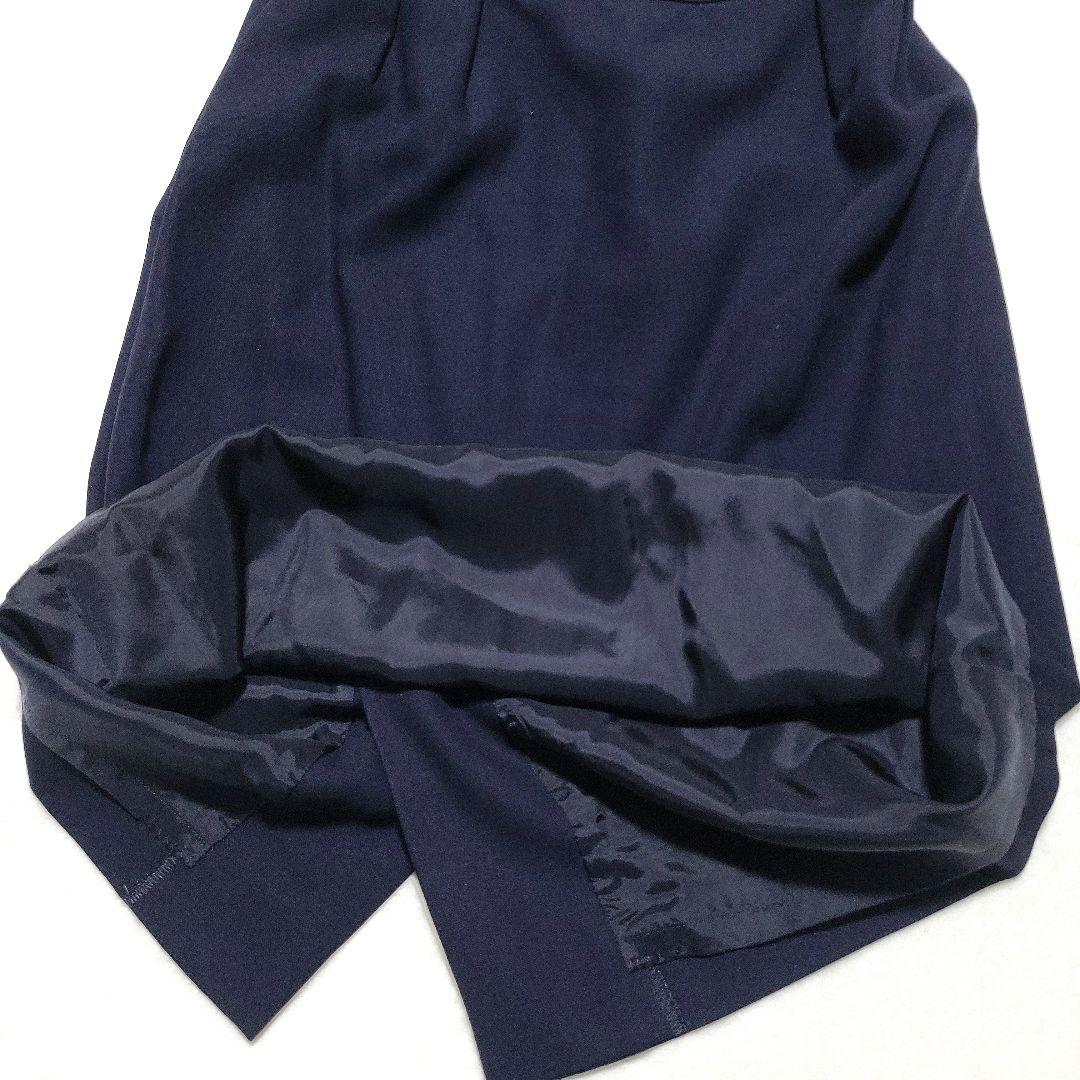 美品♡Dior　スカートスーツセットアップ ノーカラー ウール 大きいサイズ 紺