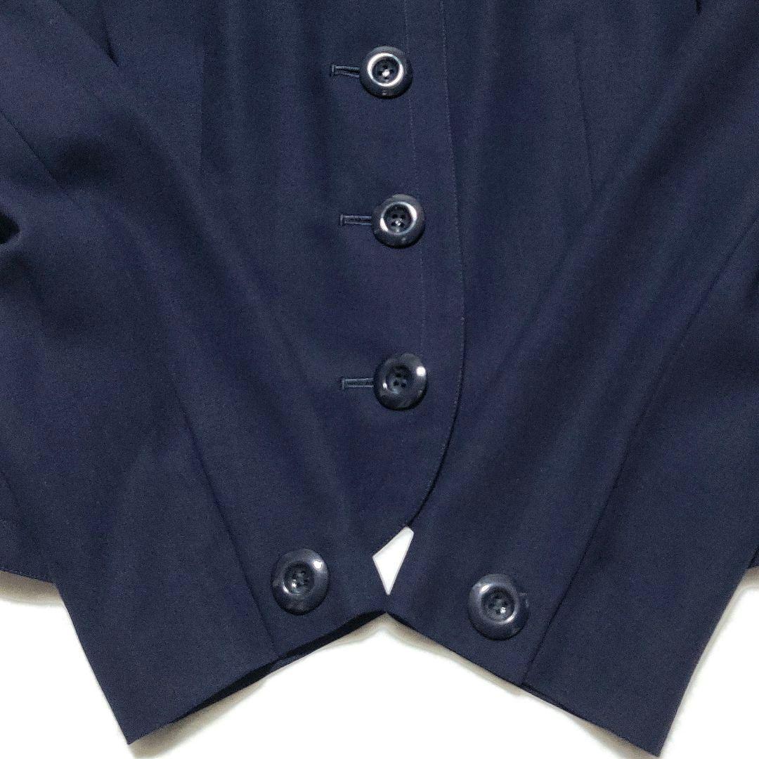 美品♡Dior　スカートスーツセットアップ ノーカラー ウール 大きいサイズ 紺