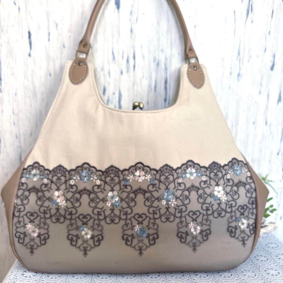 みっきー　特大あおりがま口バッグ　ハンドメイド