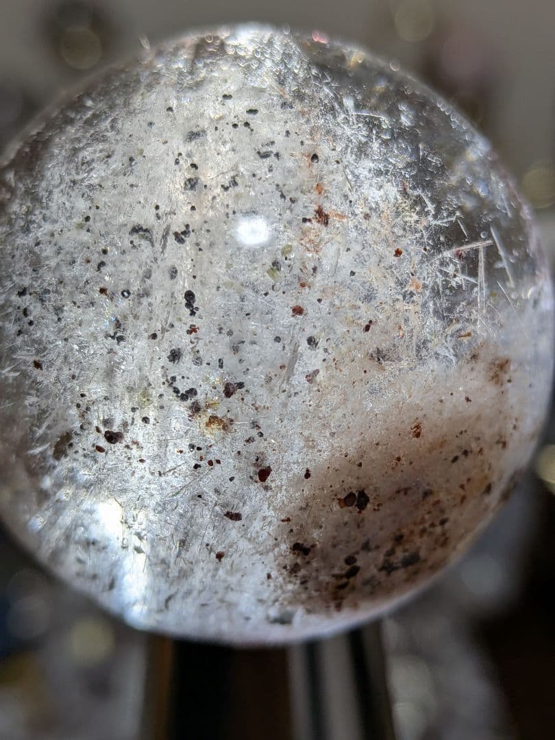 ハマノ☆スモーキークォーツ☆スフィア☆符文字入り☆希少☆台座つき☆