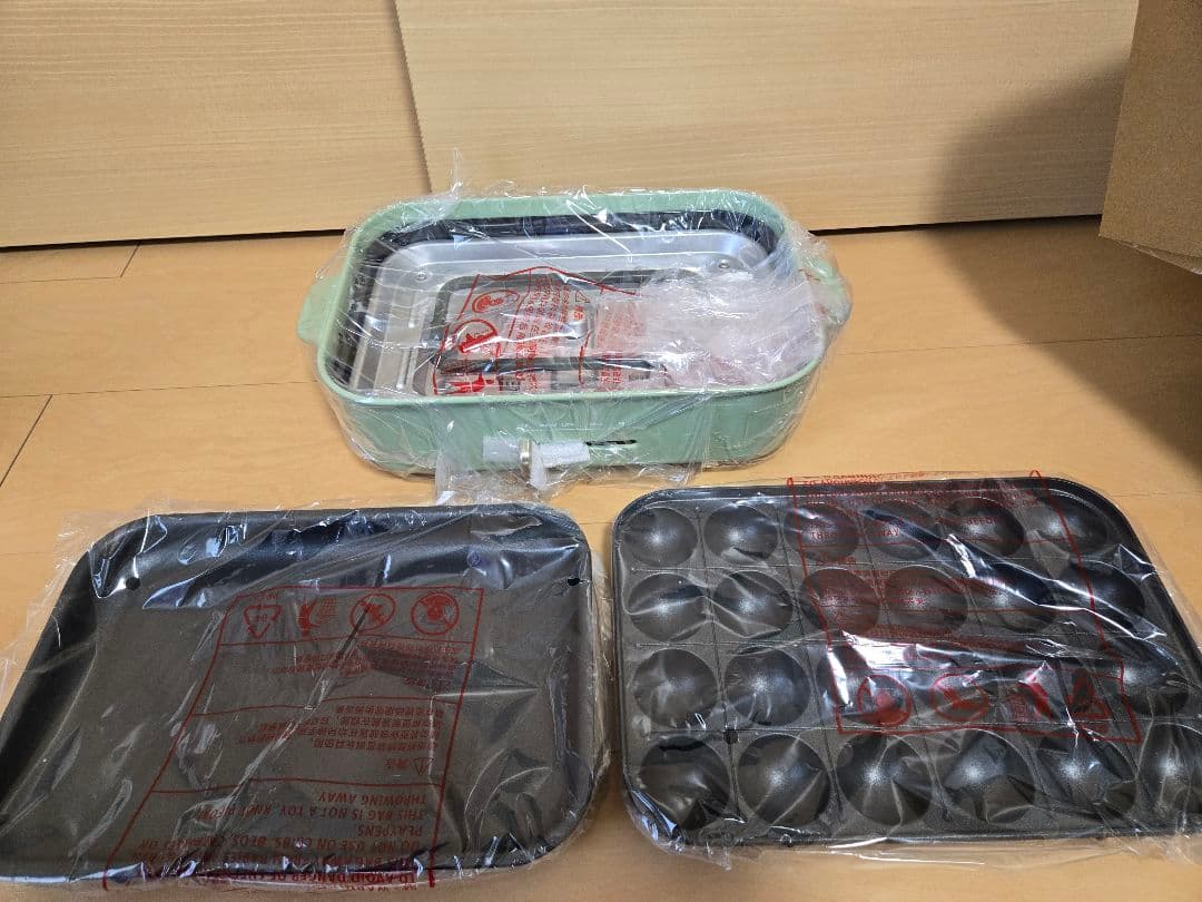 BRUNOコンパクトホットプレート　グラスグリーン ＋ セラミックコート鍋