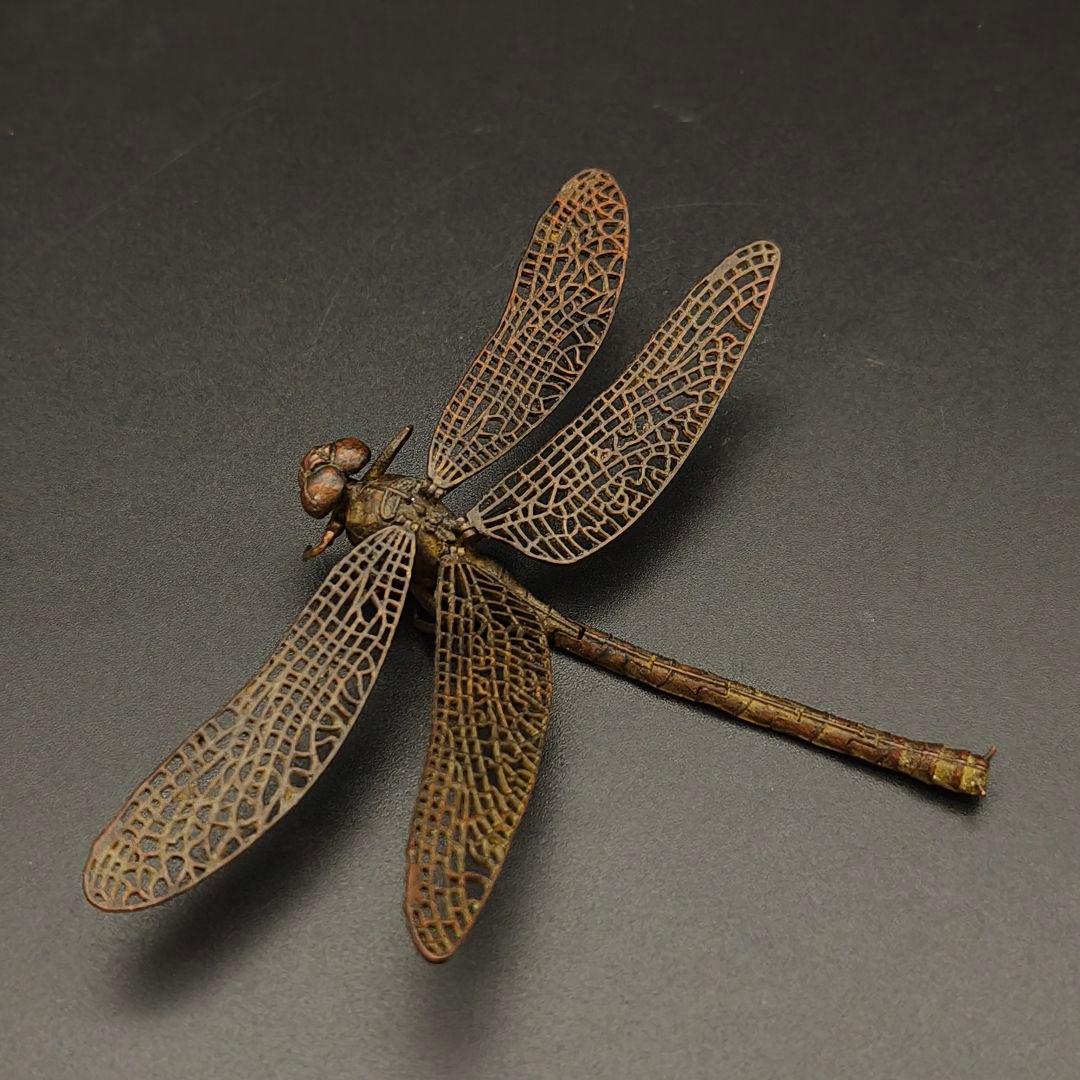 ホ*マ様 銅製置物　勝虫　蜻蛉　トンボ　雨宮宗作　関節可動　金工品　茶道具