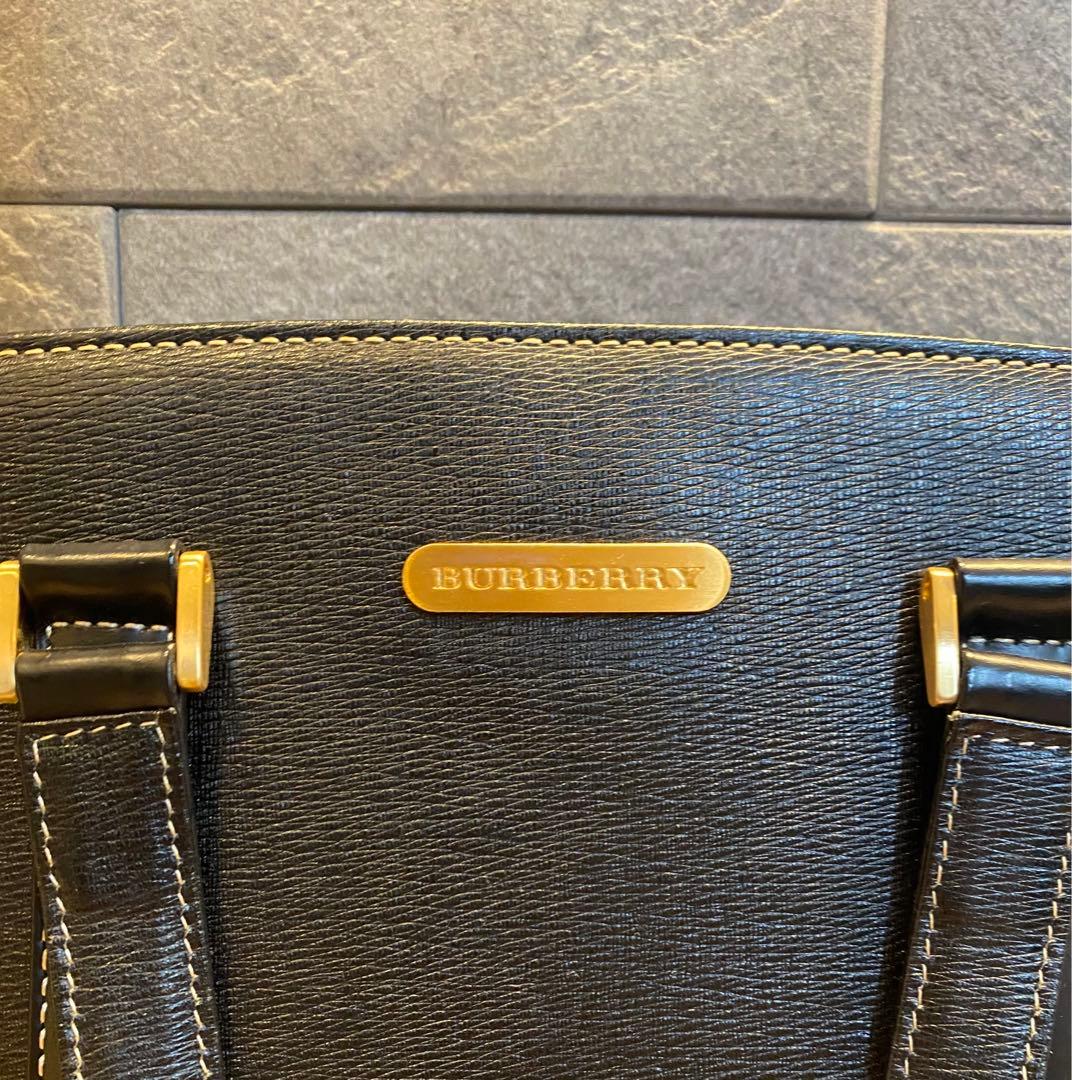 【美品】BURBERRY ビジネスバッグ　トート　ブラック　黒　ゴールド　金