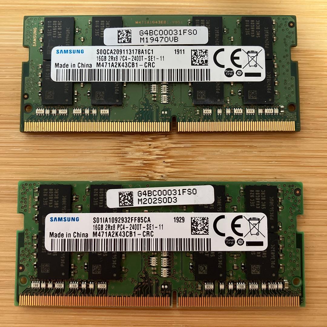 Samsung DDR4 16GB メモリ PC4-2400T 2枚計32GB
