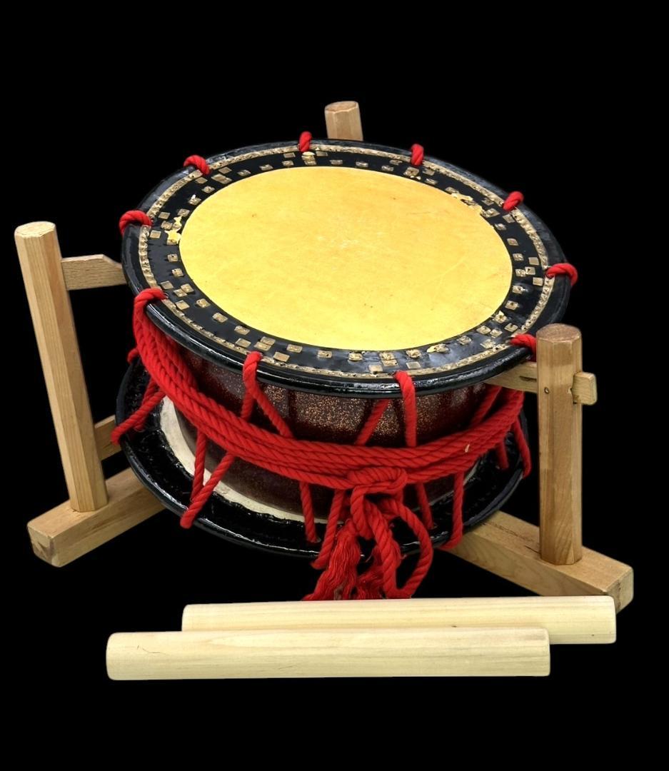 和楽器 和太鼓 締太鼓 打面-約34㎝ 台座 バチ 皮カバー キャリーバッグ付属