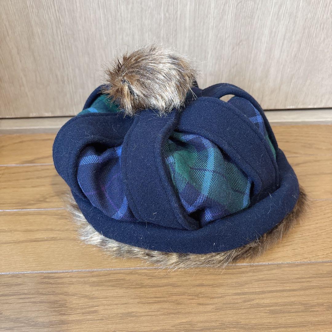 Jane Marple 王冠　クラウンハット　ネイビーチェック