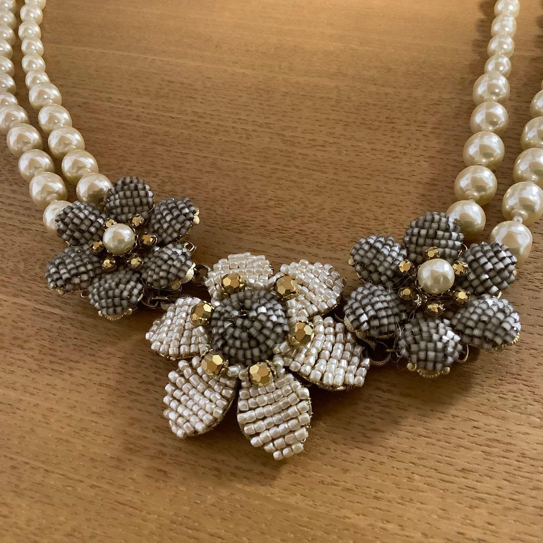 ミリアムハスケル　バロックパール　フラワーネックレス　美品