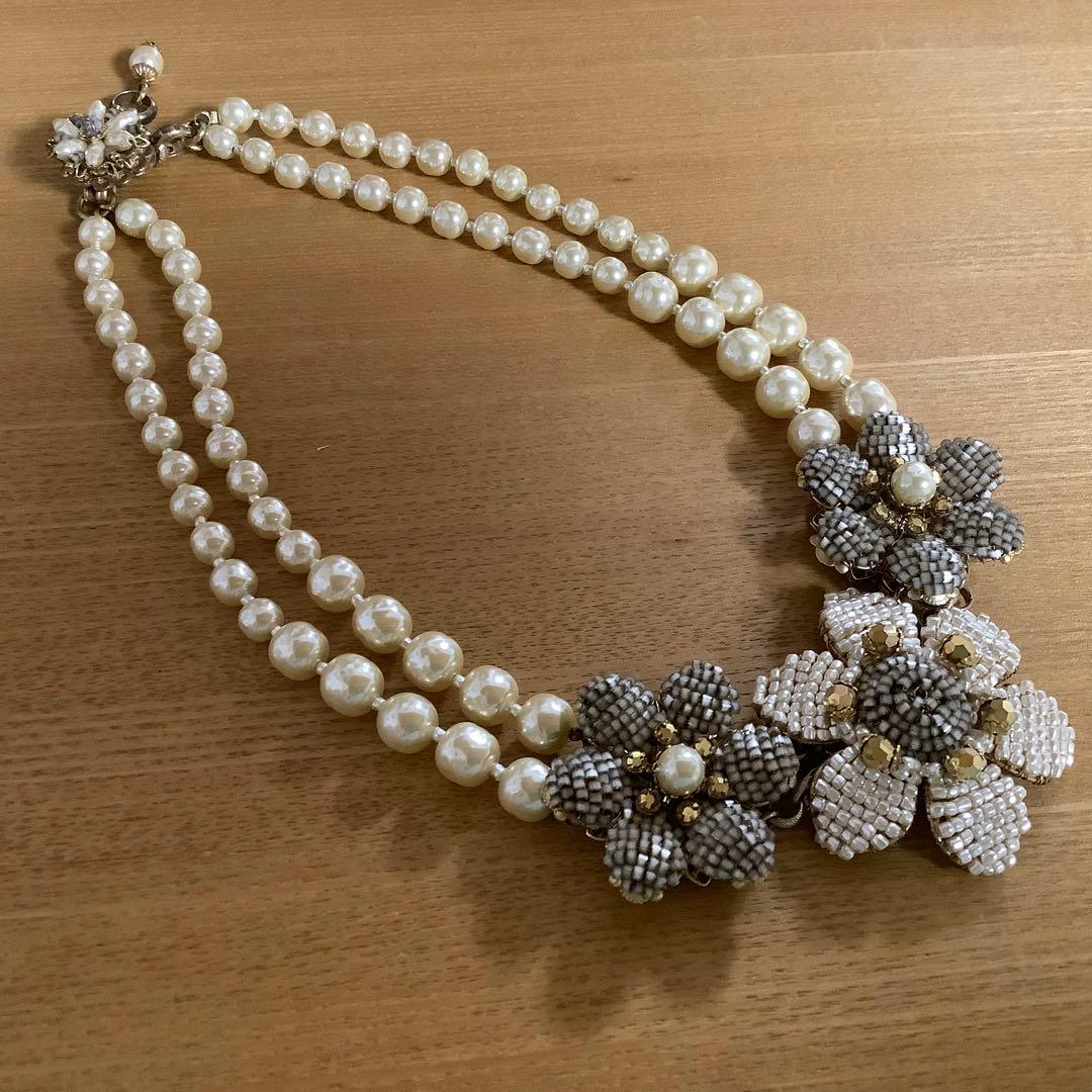ミリアムハスケル　バロックパール　フラワーネックレス　美品
