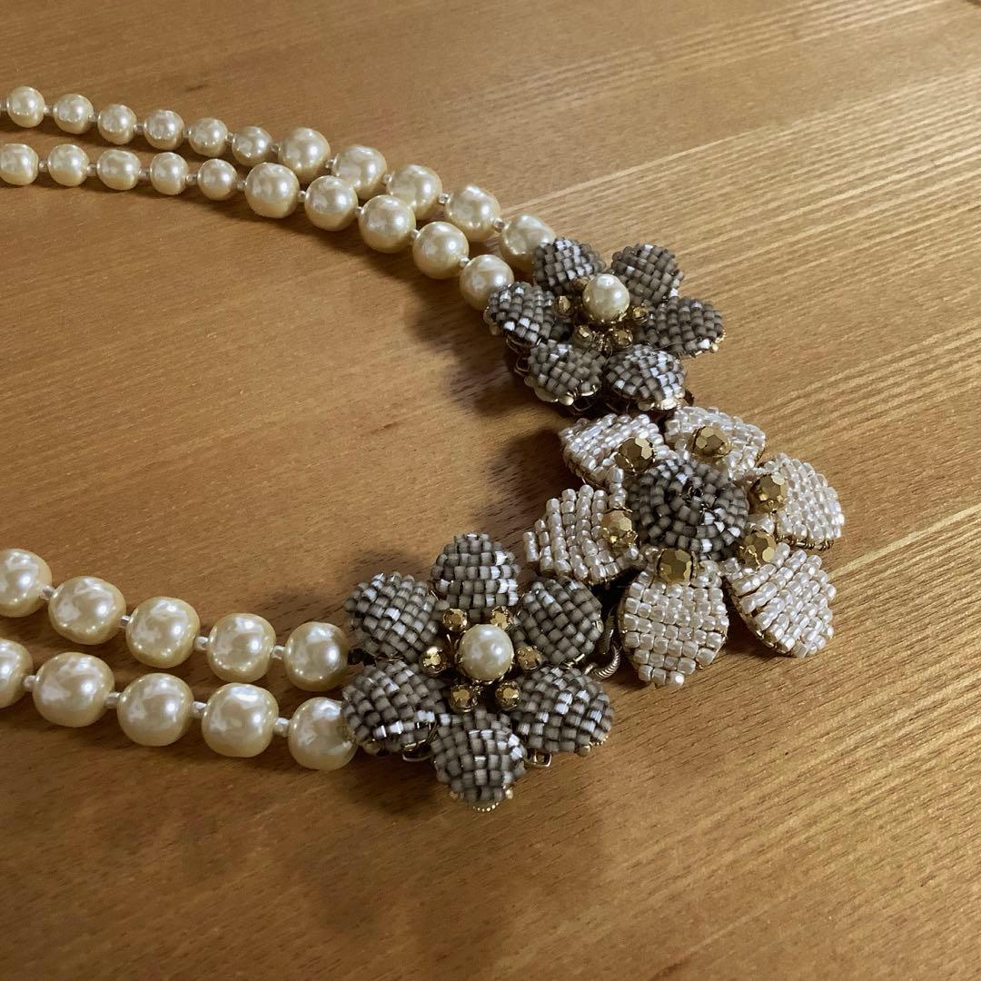 ミリアムハスケル　バロックパール　フラワーネックレス　美品