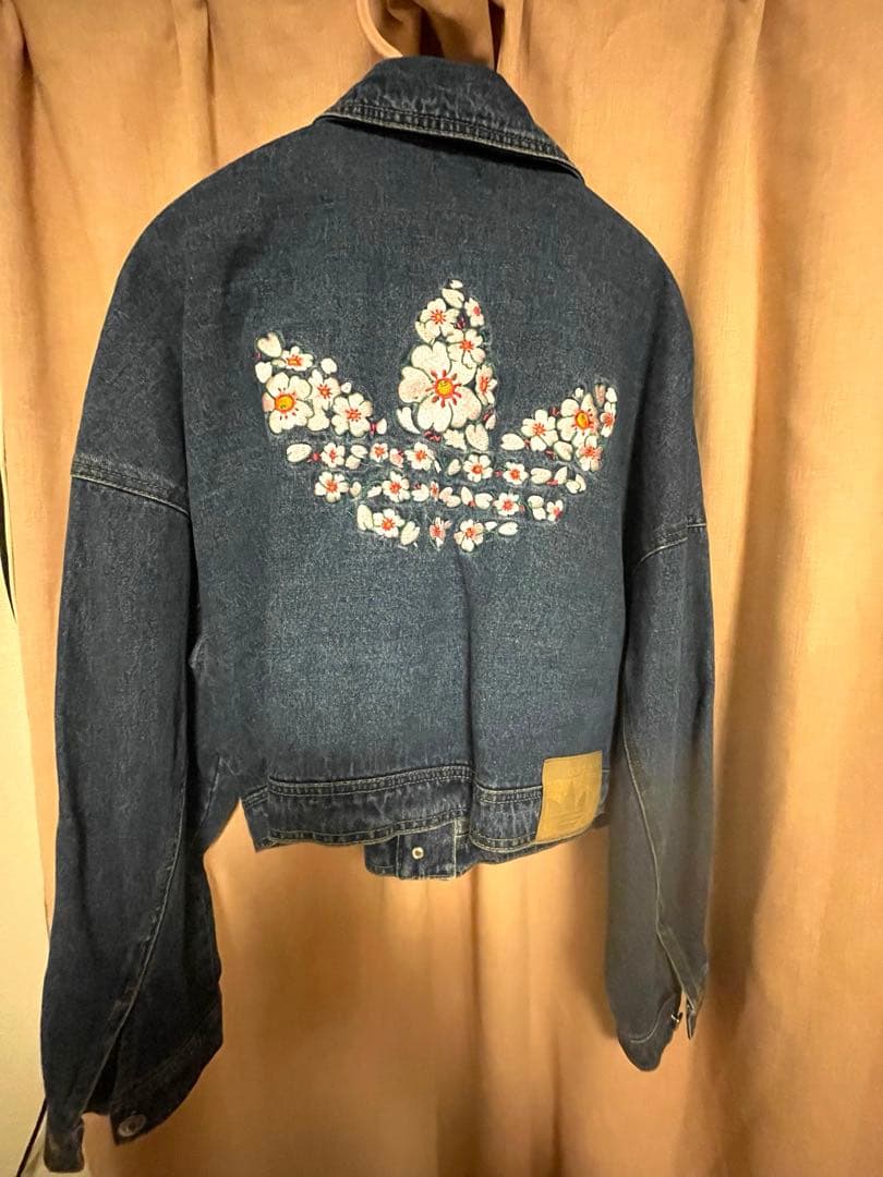 adidas 花柄　刺繍 デニムジャケット