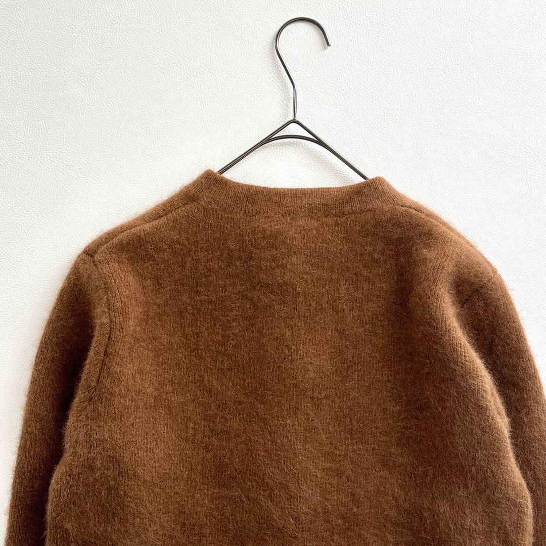 02379-4 アニュアンス　金ボタン　ラクーンファーカーディガン　キャメル