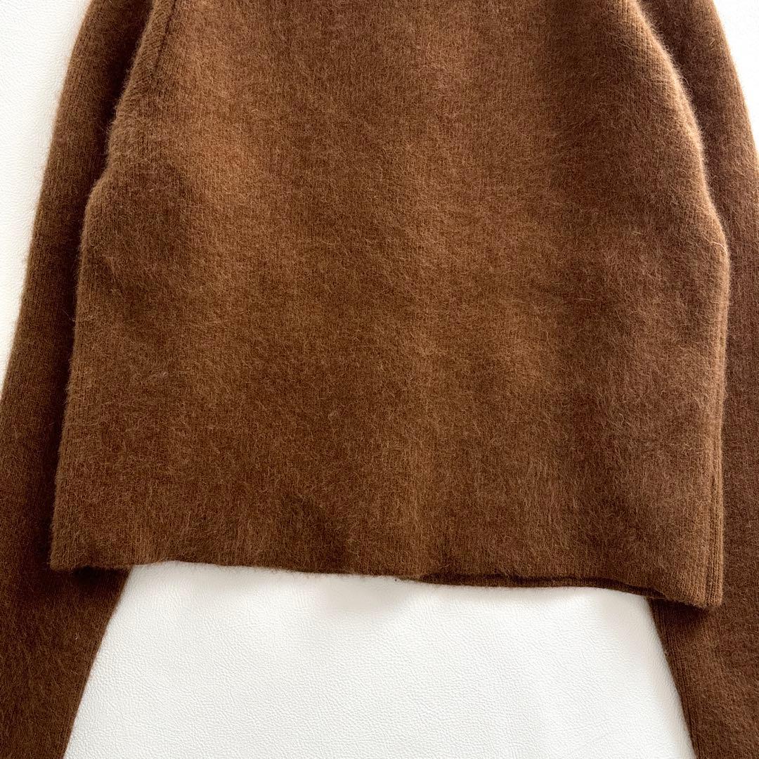 02379-4 アニュアンス　金ボタン　ラクーンファーカーディガン　キャメル