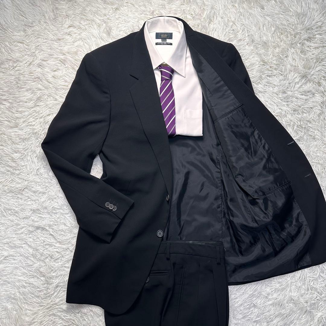 未使用級 ジョージオアルマーニ セットアップ 黒 総裏 大きいサイズ 50