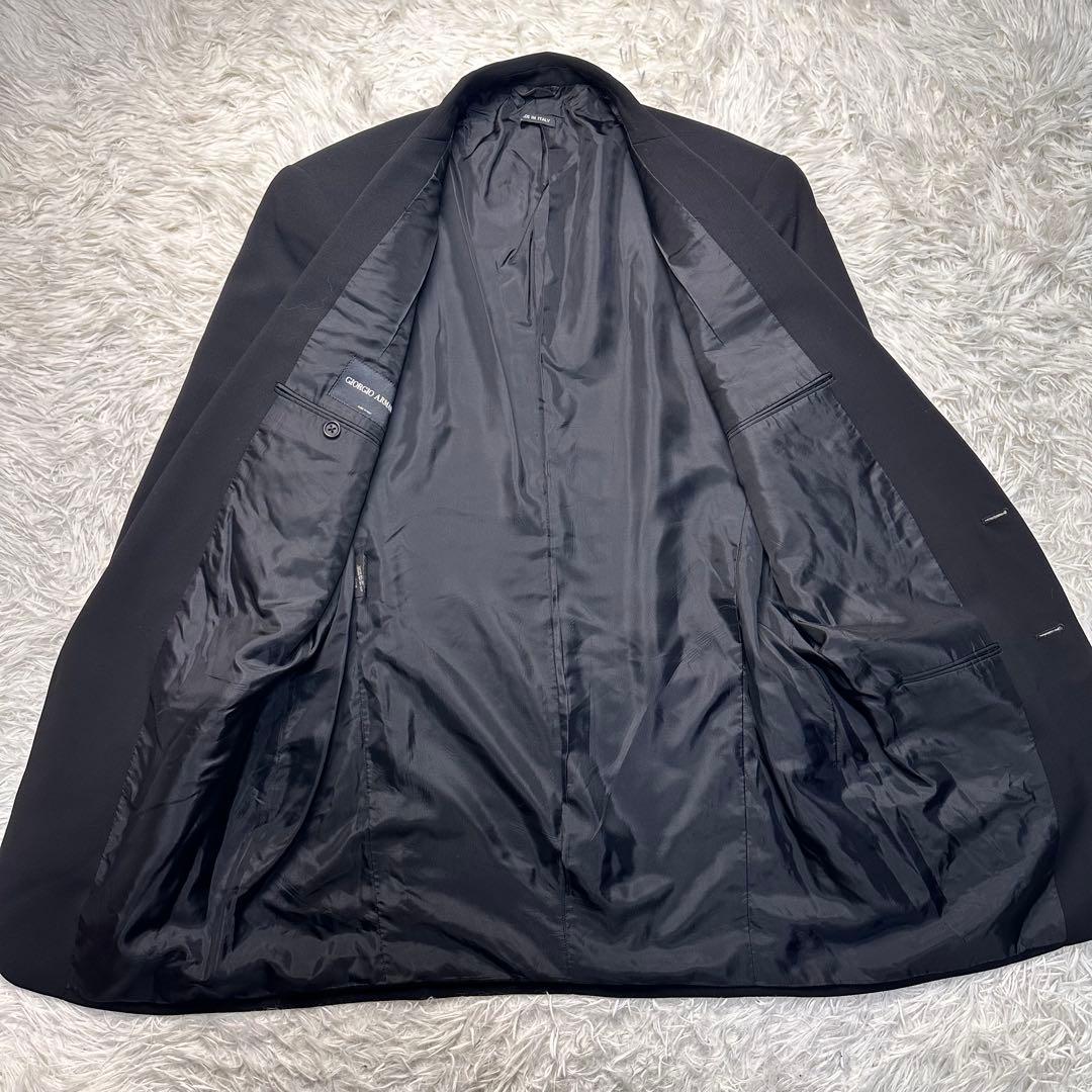 未使用級 ジョージオアルマーニ セットアップ 黒 総裏 大きいサイズ 50