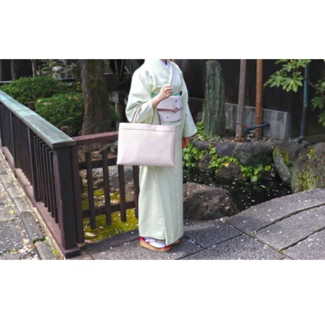 衿秀　和装トートバッグ A4 シルクガード付　お稽古バッグ　ライトグレー