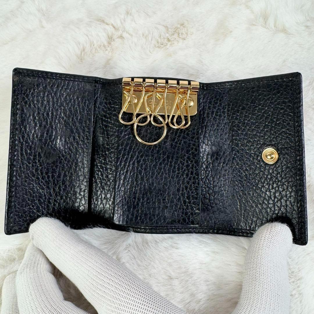 GUCCI グッチ GGマーモント レザー 6連キーケース ブラック ×ゴールド