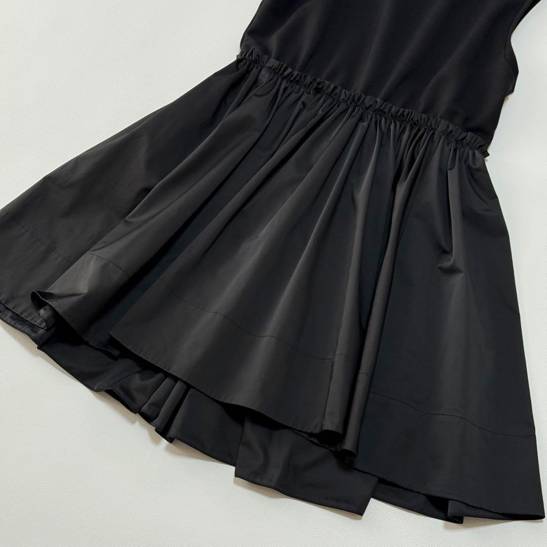 極美品 LE PHIL リモンタ ナイロンツイルティアードワンピース　ブラック