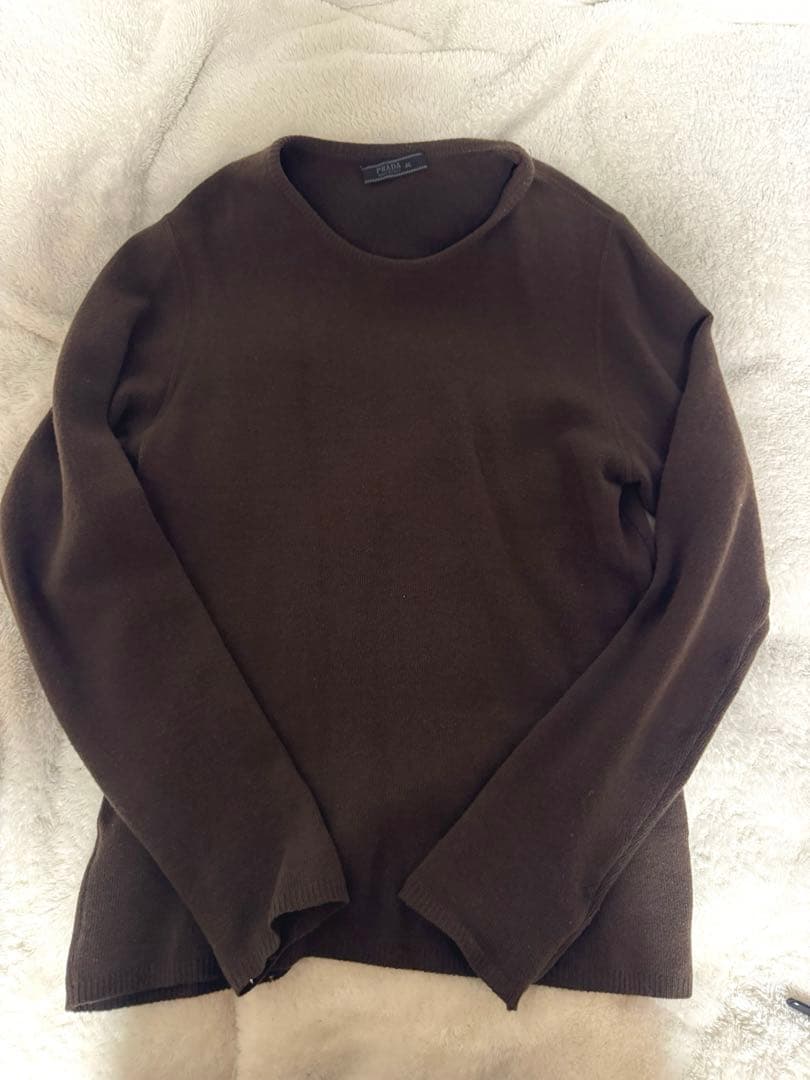 PRADA ダークブラウン カシミヤニットセーター 46