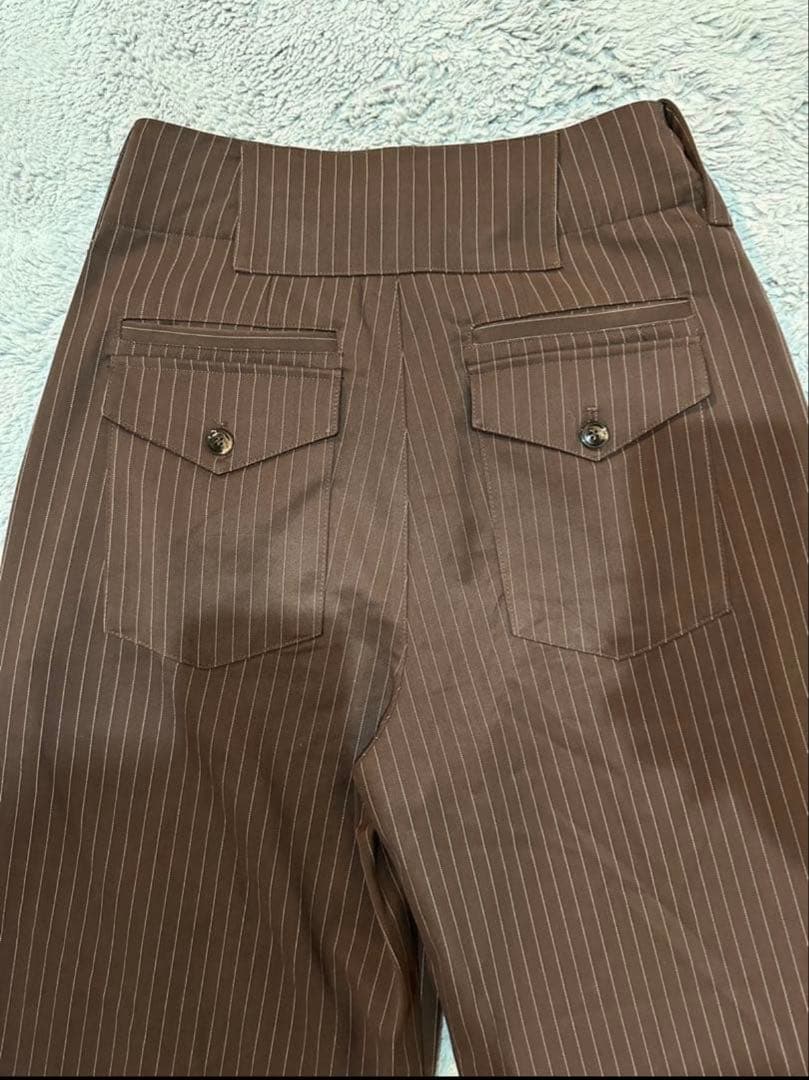 seeksole ブラウン ストライプ ワイドパンツ